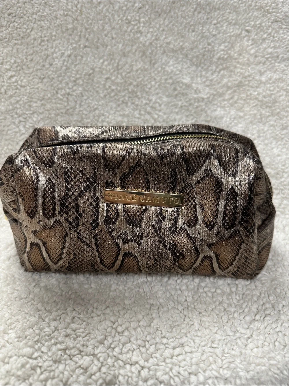 Vince Camuto Snakeskin Medium Size Makeup / Cosmetic Bag EUC!
